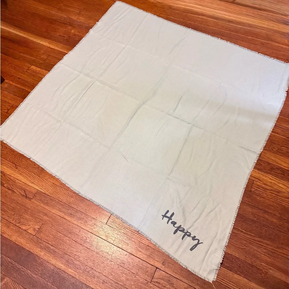 Collection Eighteen Women’s Light Blue “Happy” Scarf with fringed edge